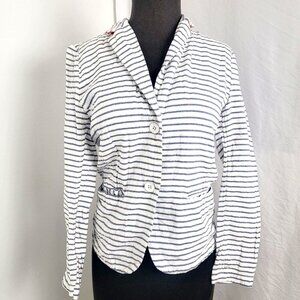 Gap Women's Blazer Jacket Blue and White Striped Cotton Sz 2 Pocket Lightweight